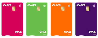 APS Visa Depit Card in 4 different colors