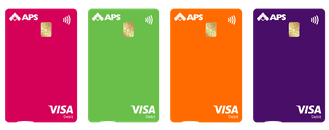 APS Visa Depit Card in 4 verschiedenen Farben