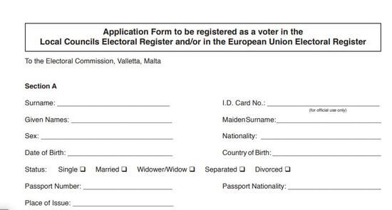 Application Form registered European Union