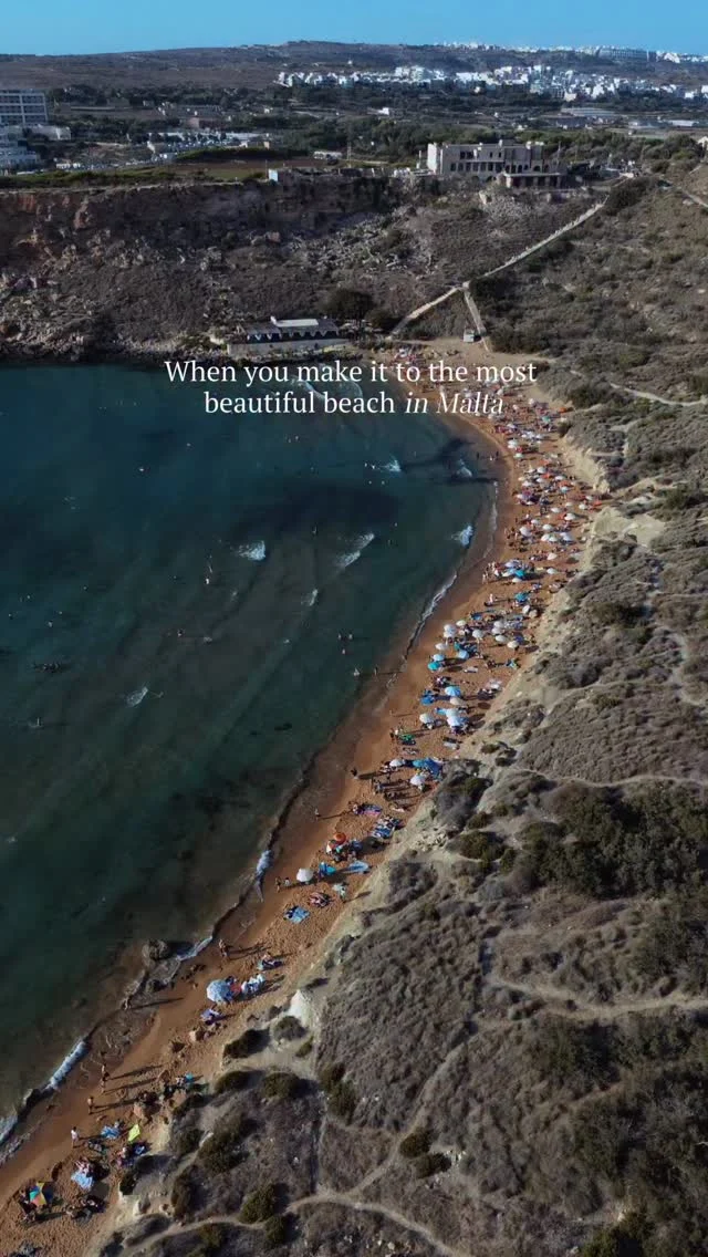 A beach you need to visit this winter 😍Welcome to Ghajn Tuffieha Bay, one of Malta’s most famous beaches. It’s easy to access and open year-round, though summer can get quite busy.Be prepared for a long staircase leading down to the beach; going down is easy, but the climb back up is a workout of its own. 😅 There’s parking available and a small restaurant nearby, but it’s always a good idea to bring your own snacks and plenty of water.Share this with the person you want to visit here with on your next trip! 🤍If you’d like personalised tips for your trip to Malta, grab the free guide (link in bio 🔗)And follow along for more  Malta locations 🌴